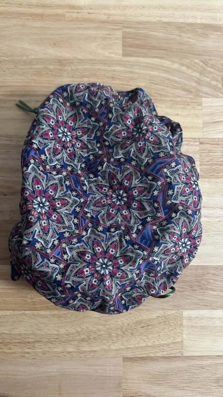 Vintage Jewelry Bag Drawstring Pouch Paisley Floral Print
